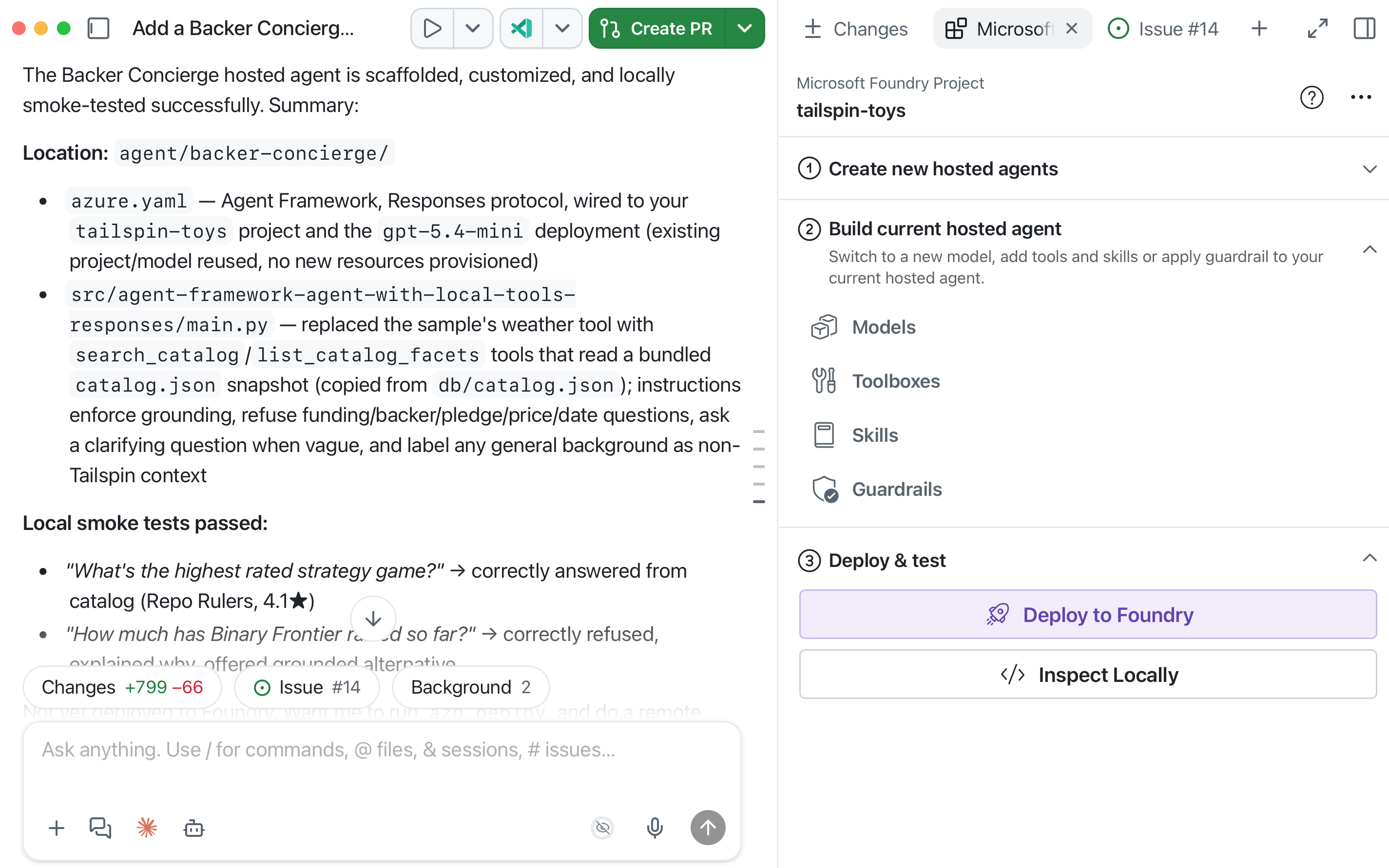 Scaffold Backer Concierge agent in Canvas